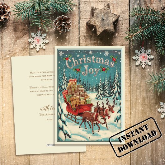 Vintag Reindeers Sleigh Weihnachten