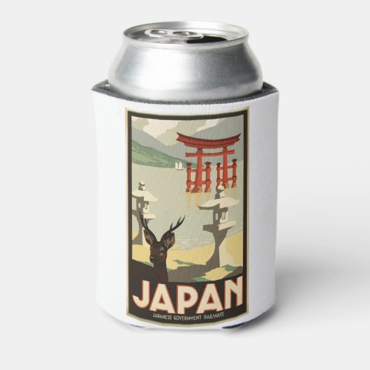Vintag-Reisen-Poster-Japan-Hirsch Dosenkühler (Kanne Rückseite)