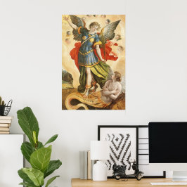 Vintag Religiös, Saint Michael Defeats Lucifer Poster