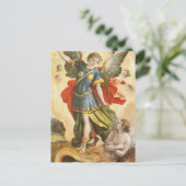 Vintag Religiös, Saint Michael Defeats Lucifer Postkarte (Stehend Vorderseite)
