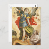 Vintag Religiös, Saint Michael Defeats Lucifer Postkarte (Vorne/Hinten)