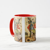 Vintag Religiös, Saint Michael Defeats Lucifer Tasse (Vorderseite Links)