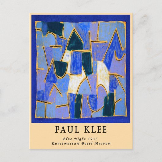 Vintag Remixe Paul Klee Blue Abstrakt Bauhaus Postkarte (Vorderseite)