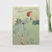 Vintag Retro 1950er Weihnachtsdame Custom Feiertagskarte (Vorderseite)