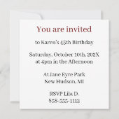 Vintag Retro 1980 Rot-Gelb Einladung (Rückseite)