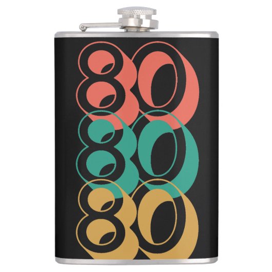 Vintag Retro 1980 Rot-Gelb Flachmann (Vorderseite)