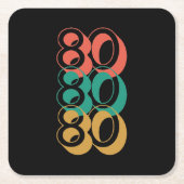 Vintag Retro 1980 Rot-Gelb Rechteckiger Pappuntersetzer (Vorderseite)