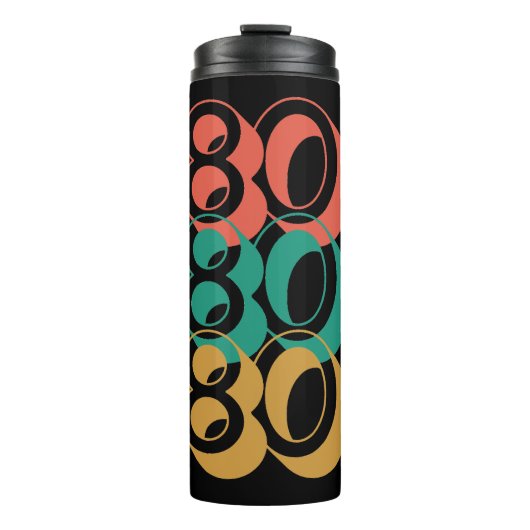 Vintag Retro 1980 Rot-Gelb Thermosbecher (Vorderseite)