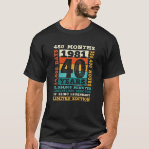Vintag Retro 1981 40. Geburtstag 40 Jahre alt T-Shirt