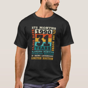 Vintag Retro 1990 31. Geburtstag 31 Jahre alt sein T-Shirt