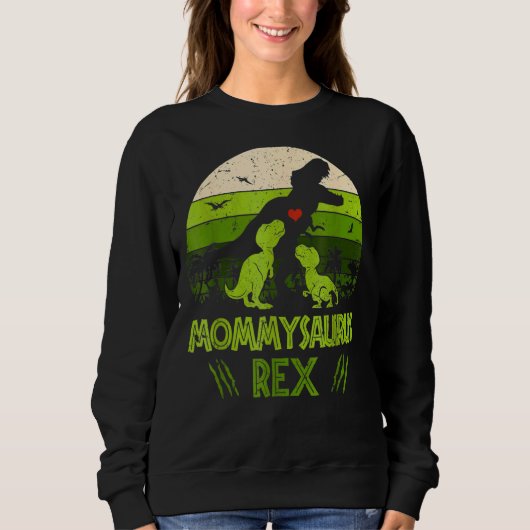 Vintag Retro 2 Kinder Mommysaurus Dinosaurier Sweatshirt (Vorderseite)