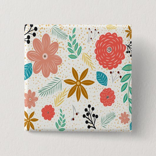 Vintag Retro 50er Blume Foliage Button (Vorderseite)