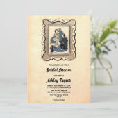 Vintag Retro 50er Romantisches rustikales Brautpar Einladung (Stehend Vorderseite)