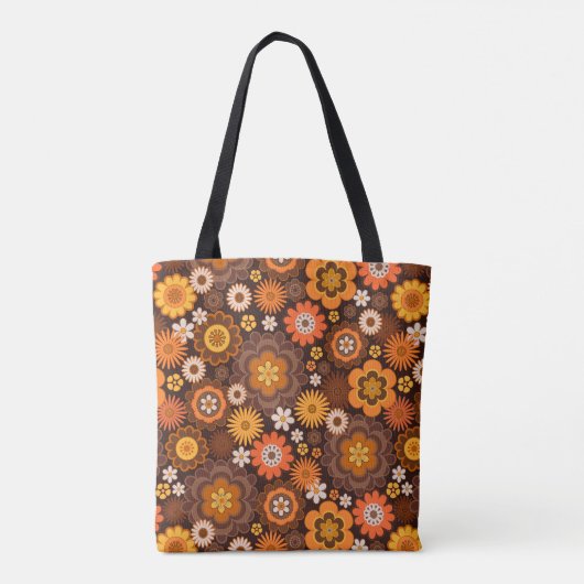 Vintag Retro 70er Groovy Blumenmuster Tasche (Rückseite)