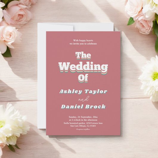 Vintag Retro 70er Groovy Einzigartige Hochzeit Einladung