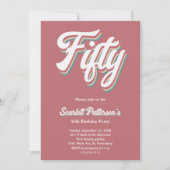 Vintag Retro 70er Groovy Einzigartiger 50. Geburts Einladung (Vorderseite)