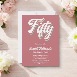 Vintag Retro 70er Groovy Einzigartiger 50. Geburts Einladung