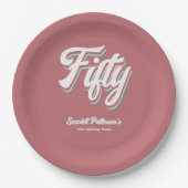 Vintag Retro 70er Groovy Einzigartiger 50. Geburts Pappteller (Vorderseite)