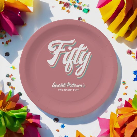 Vintag Retro 70er Groovy Einzigartiger 50. Geburts Pappteller