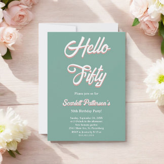 Vintag Retro 70er Groovy Moderne 50. Geburtstag Einladung