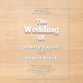 Vintag Retro 70er Groovy Moderne Hochzeit Acryleinladungen (Vorderseite)