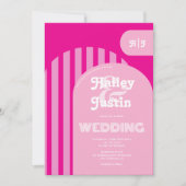 Vintag Retro 70er Rosa Foto Hochzeit Einladung (Vorderseite)