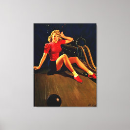 Vintag Retro Al Buell Bowling Button-up Girl Leinwanddruck