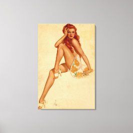 Vintag Retro Alberto Vargas Redhead Button Up Girl Leinwanddruck