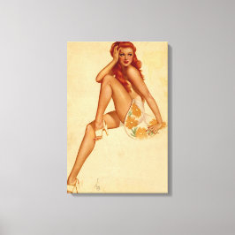 Vintag Retro Alberto Vargas Redhead Button Up Girl Leinwanddruck