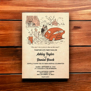 Vintag Retro Alte Funny Couple 50er Pop Hochzeit Einladung