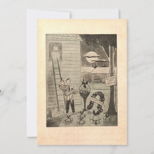 Vintag Retro Alte romantische Ehepaar Rustikale Ho Einladung (Rückseite)