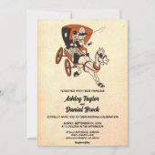 Vintag Retro Altes rustikales Paar Stilvolle Hochz Einladung (Vorderseite)