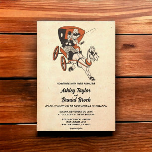 Vintag Retro Altes rustikales Paar Stilvolle Hochz Einladung