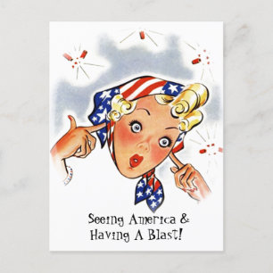 Vintag Retro America Travel Seeing USA Feiertagspostkarte