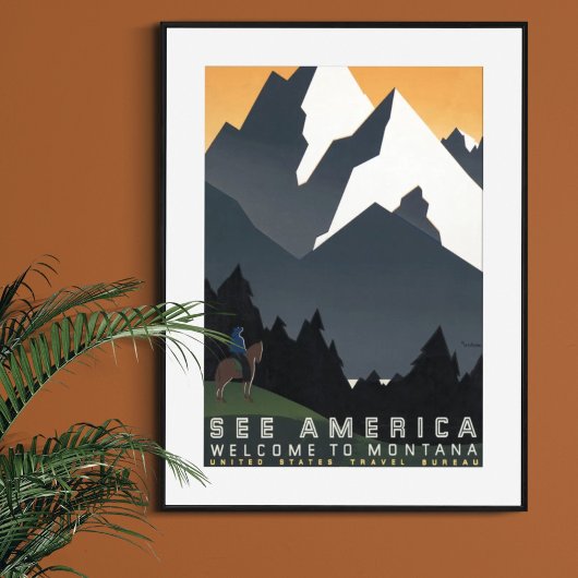 Vintag Retro Amerika Willkommen in Montana Poster