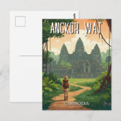 Vintag Retro Angkor Wat Kambodscha Postkarte (Vorne/Hinten)