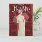 Vintag Retro Art Deco Woman Weihnachten (Stehend Vorderseite)