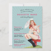 Vintag Retro Bachelorette Lingerie Party Einladung (Vorderseite)