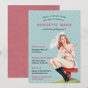 Vintag Retro Bachelorette Lingerie Party Einladung