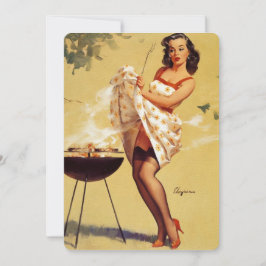 Vintag Retro Barbeque Grillen Elvgren Pinup Girl Einladung