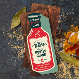 Vintag Retro Barbeque Sauce Flasche Geburtstag Einladung