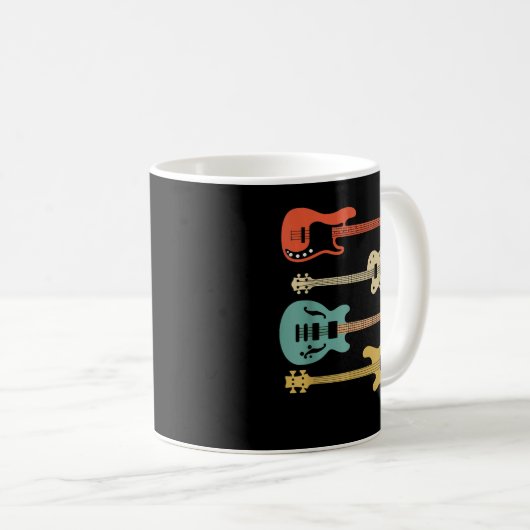 Vintag Retro Bass Gitarre Kaffeetasse (VorderseiteRechts)