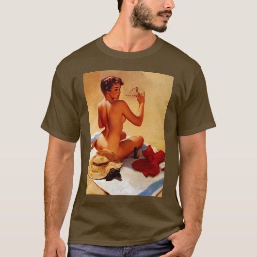 Vintag Retro Beach Summer Pinup Girl T-Shirt (Vorderseite)