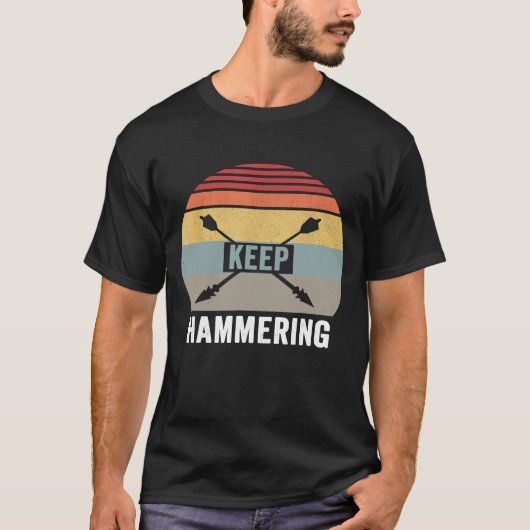 Vintag Retro Behielt Hammering Bogenschießen Motiv T-Shirt (Vorderseite)
