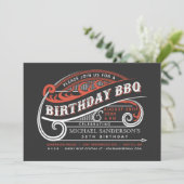 Vintag Retro Birthday GRILLEN Einladungen (Stehend Vorderseite)