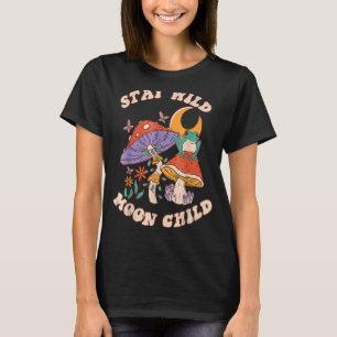 Vintag Retro Bleibe Wild Moon Child Frog Pilz H T-Shirt