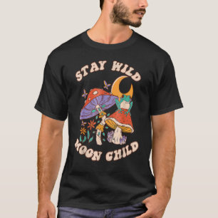 Vintag Retro Bleibe Wild Moon Child Frog Pilz H T-Shirt