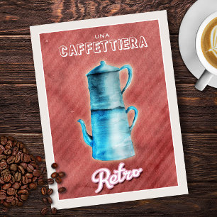 Vintag Retro Blue Italienischer Kaffeepack Postkarte
