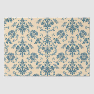 Vintag Retro Blue toile de jouy Seidenpapier