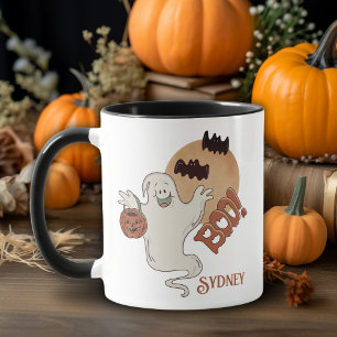 Vintag Retro Boo Ghost Personalisiert Halloween Tasse